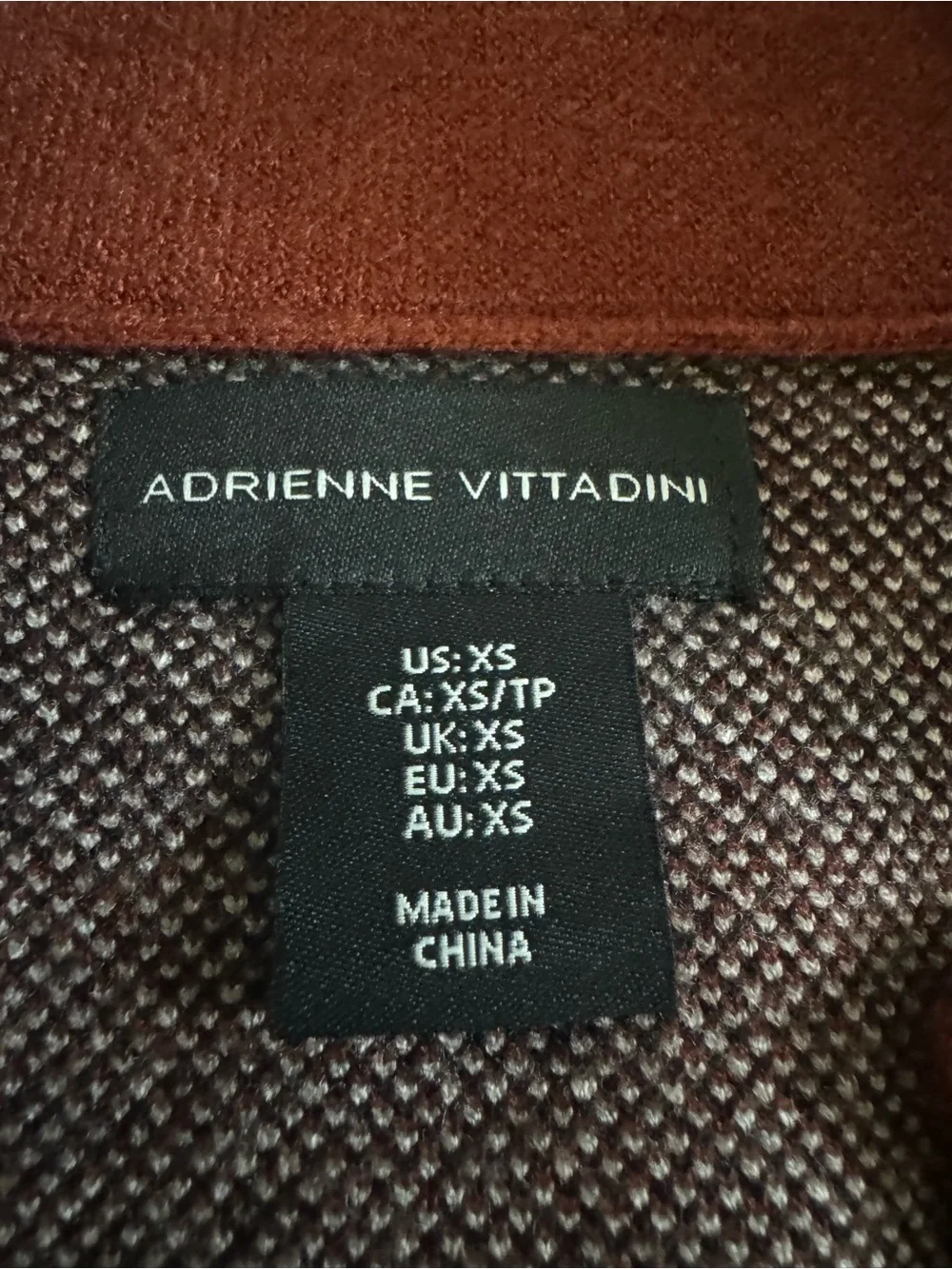 Adrienne Vittadini Rust Plaid Sleeveless Tie-Waist Cardigan